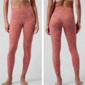 Athleta Salutation Stash Pocket II Printed 7/8 Tight Pink and Orange Print